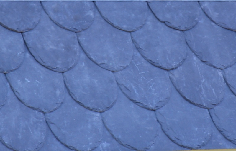 Slate roofing-Welsh Penrhyn slate scalloped pattern
