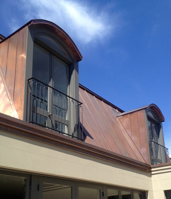 Copper Roofing Sydney Mansard roofing with curved copper Dormers